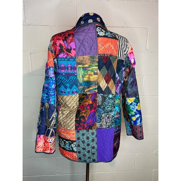 Jacket Quilted silk reversible bright green blue pink - Picture 6 of 16
